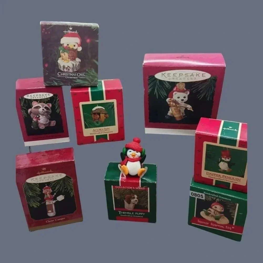 Hallmark vtg animals lot of 9 ornaments